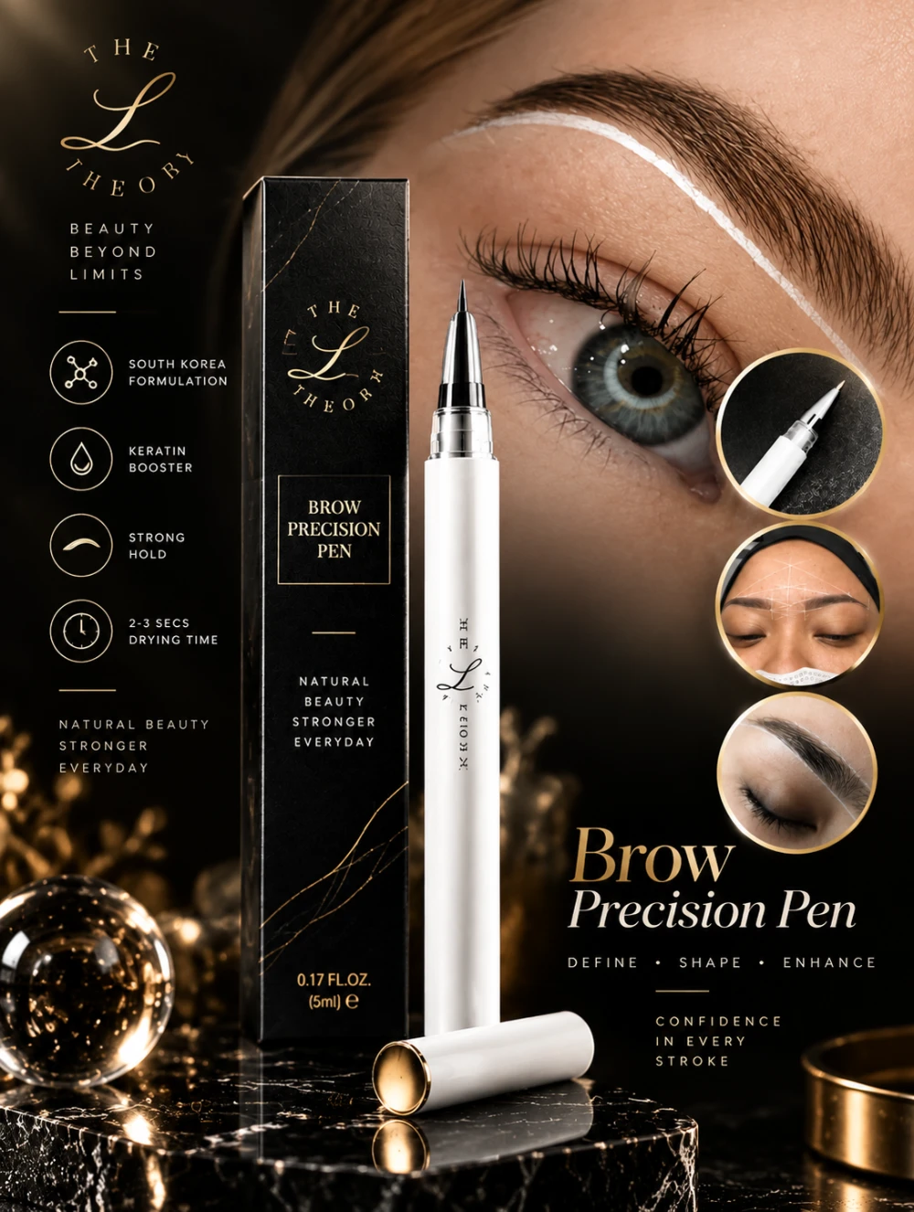 White Brow Precision Pen for Eyebrow Mapping, Microblading, Eyebrow Tattoo String